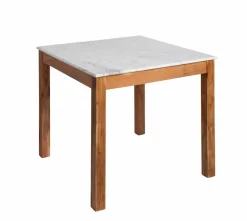 Made in Meubles Table à manger carrée en bois d'acacia et marbre Arthuro