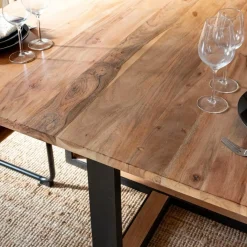 Made in Meubles Table à manger en bois d'acacia Laurie