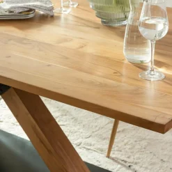 Made in Meubles Table à manger en bois d'acacia et métal Coco