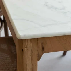 Made in Meubles Table à manger en bois de manguier et marbre Arthuro