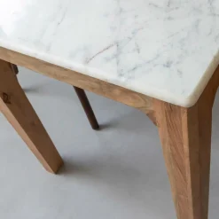 Made in Meubles Table à manger en bois de manguier et marbre Arthuro