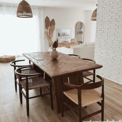Made in Meubles Table à manger en bois recyclé Blaise