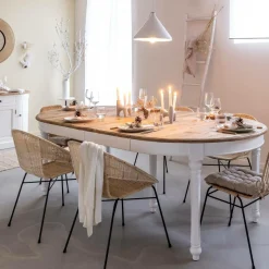 Made in Meubles Table à manger en bois recyclé avec allonges Garance