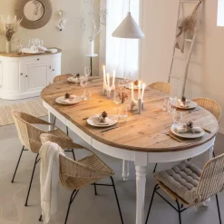 Made in Meubles Table à manger en bois recyclé avec allonges Garance