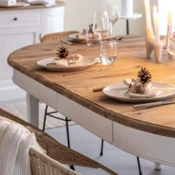 Made in Meubles Table à manger en bois recyclé avec allonges Garance