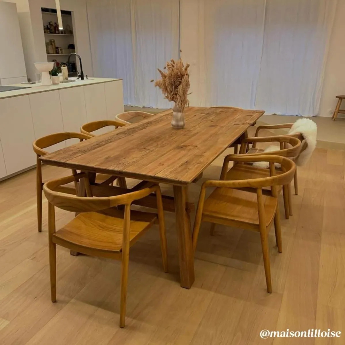 Made in Meubles Table à manger en pin recyclé Blaise
