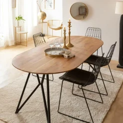 Made in Meubles Table à manger ovale en bois d'acacia Ivan