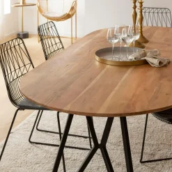 Made in Meubles Table à manger ovale en bois d'acacia Ivan