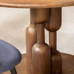 Made in Meubles Table à manger ronde en bois de manguier Zola