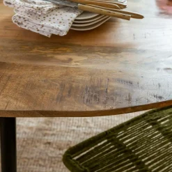 Made in Meubles Table à manger ronde en bois de manguier Gloria