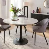 Made in Meubles Table à manger ronde en marbre Servane