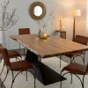 Made in Meubles Table à manger suspendu en bois d'acacia et métal Coco