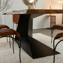 Made in Meubles Table à manger suspendu en bois d'acacia et métal Coco