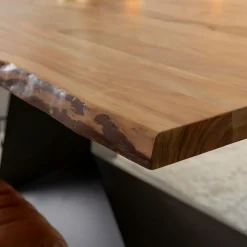 Made in Meubles Table à manger suspendu en bois d'acacia et métal Coco
