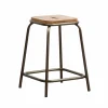 Made in Meubles Tabouret écolier métal et bois petit modèle Marcus