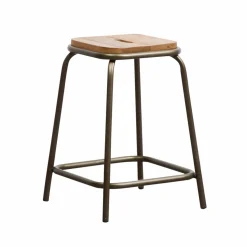 Made in Meubles Tabouret écolier métal et bois petit modèle Marcus