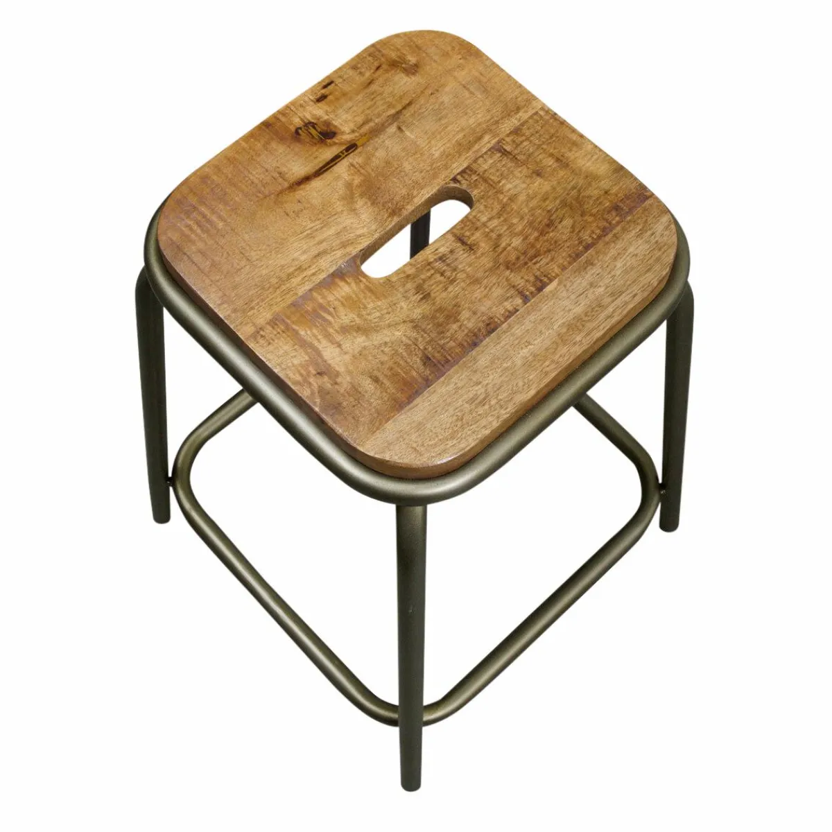 Made in Meubles Tabouret écolier métal et bois petit modèle Marcus
