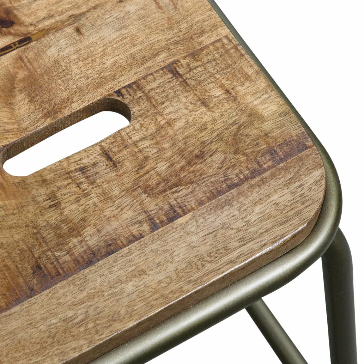 Made in Meubles Tabouret écolier métal et bois petit modèle Marcus