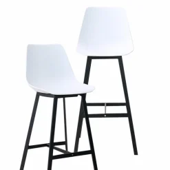 Made in Meubles Tabouret de bar blanc et métal noir Marius (lot de 2)