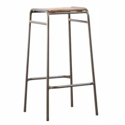 Made in Meubles Tabouret de bar écolier bois et métal 77cm Marcus