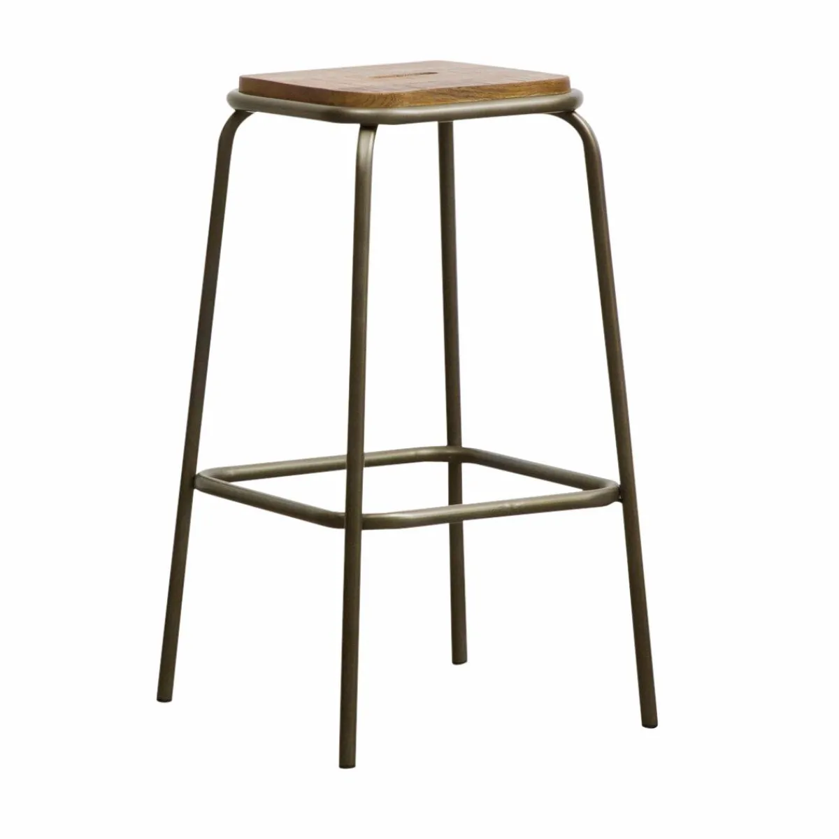 Made in Meubles Tabouret de bar écolier métal et bois 69 cm Marcus
