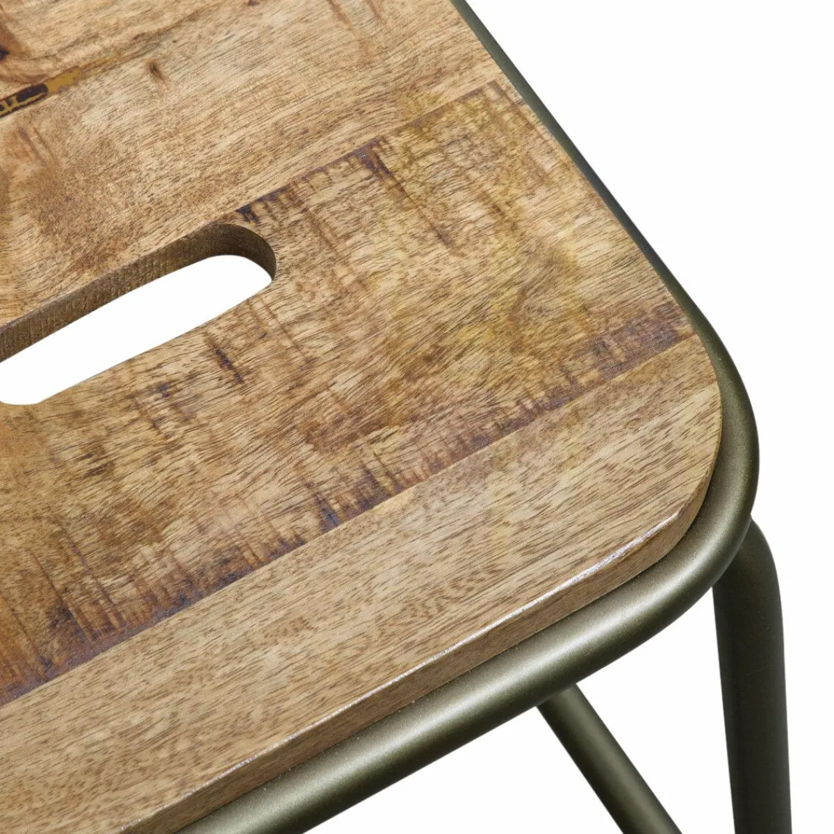 Made in Meubles Tabouret de bar écolier métal et bois 69 cm Marcus