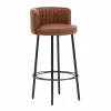 Made in Meubles Tabouret de bar en cuir et métal Tiago