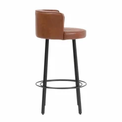 Made in Meubles Tabouret de bar en cuir et métal Tiago