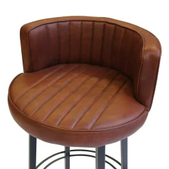 Made in Meubles Tabouret de bar en cuir et métal Tiago