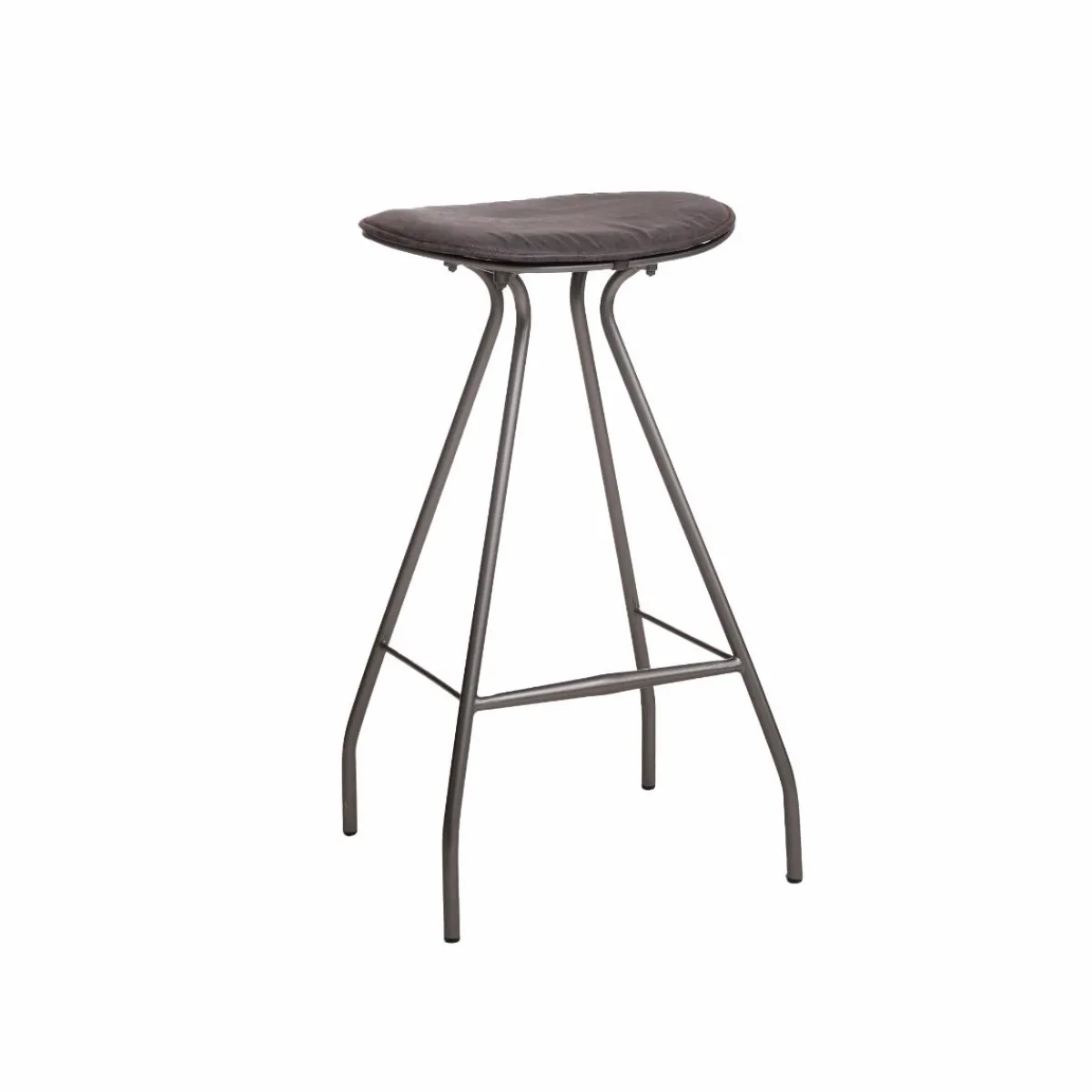 Made in Meubles Tabouret de bar en cuir gris et métal Lya