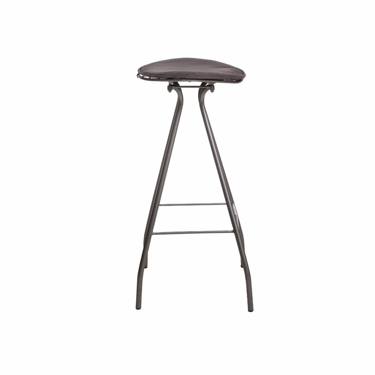 Made in Meubles Tabouret de bar en cuir gris et métal Lya