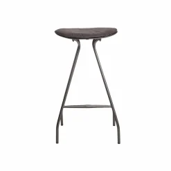 Made in Meubles Tabouret de bar en cuir gris et métal Lya