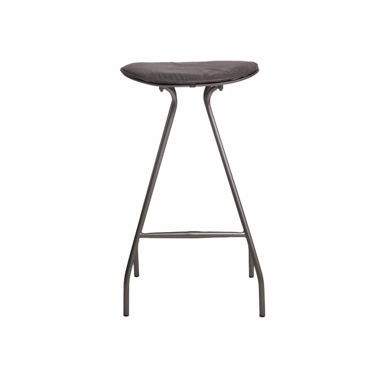 Made in Meubles Tabouret de bar en cuir gris et métal Lya