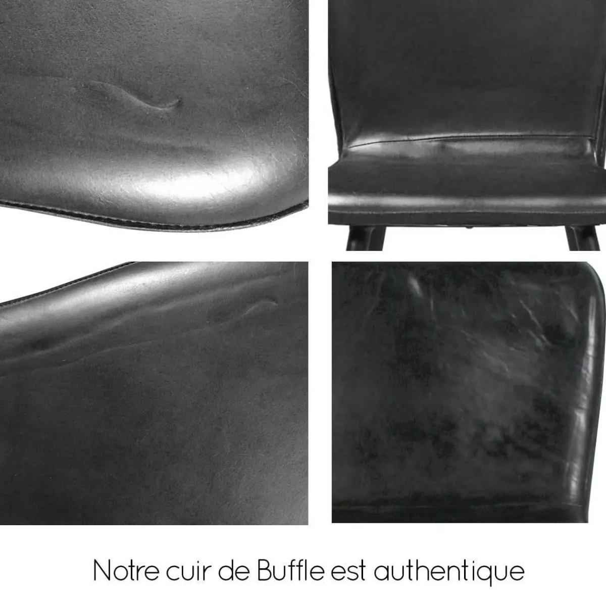 Made in Meubles Tabouret de bar en cuir marron Louise (lot de 2)