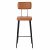 Made in Meubles Tabouret de bar en cuir marron et métal noir Victoire