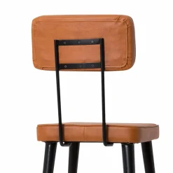 Made in Meubles Tabouret de bar en cuir marron et métal noir Victoire