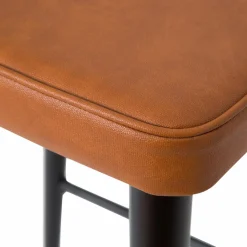 Made in Meubles Tabouret de bar en cuir marron et métal noir Victoire