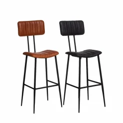Made in Meubles Tabouret de bar en cuir marron Carl