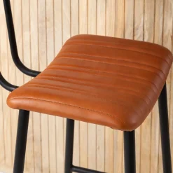 Made in Meubles Tabouret de bar en cuir marron Carl