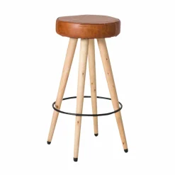 Made in Meubles Tabouret de bar en cuir marron Jocelin