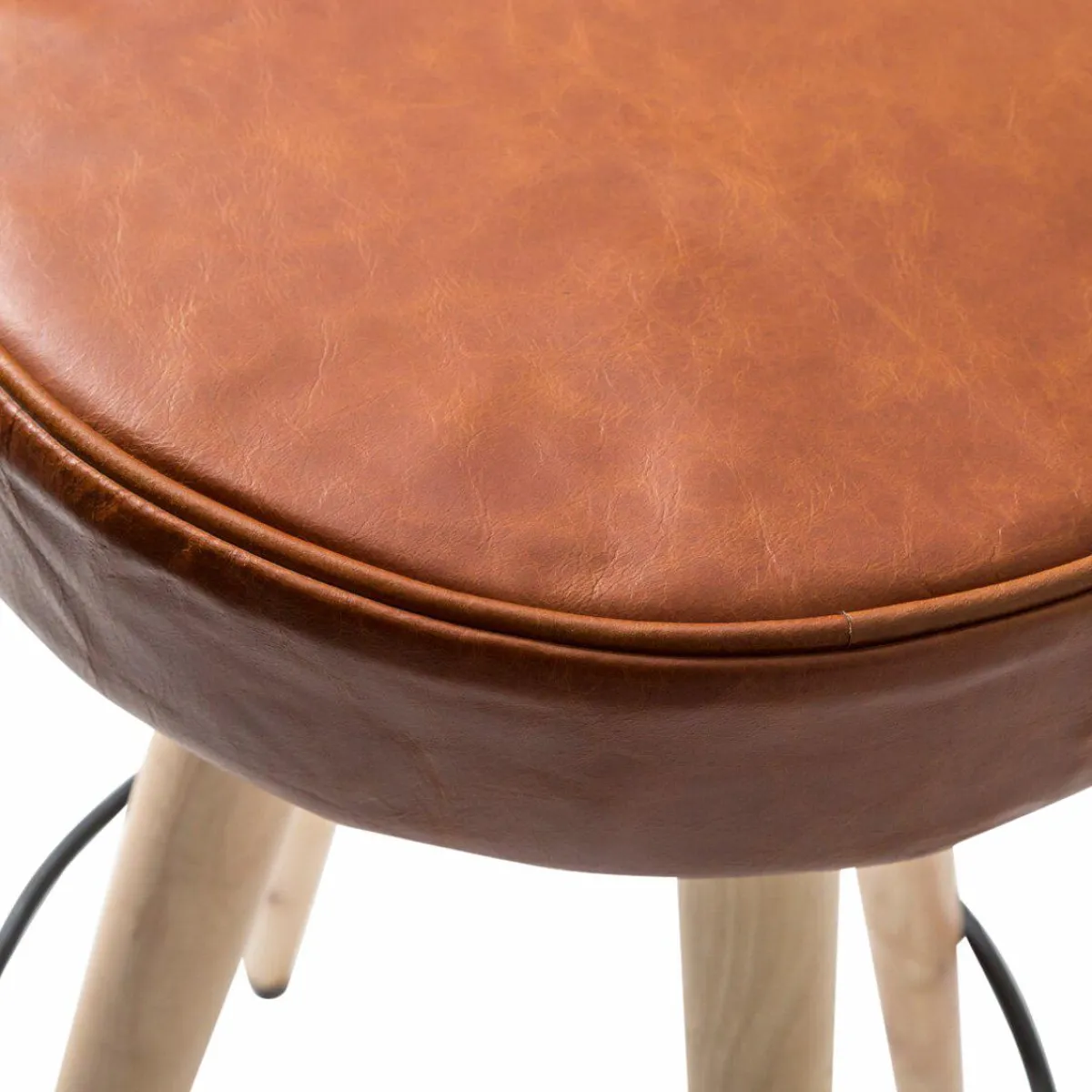 Made in Meubles Tabouret de bar en cuir marron Jocelin