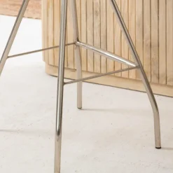 Made in Meubles Tabouret de bar en cuir noir et métal Lya