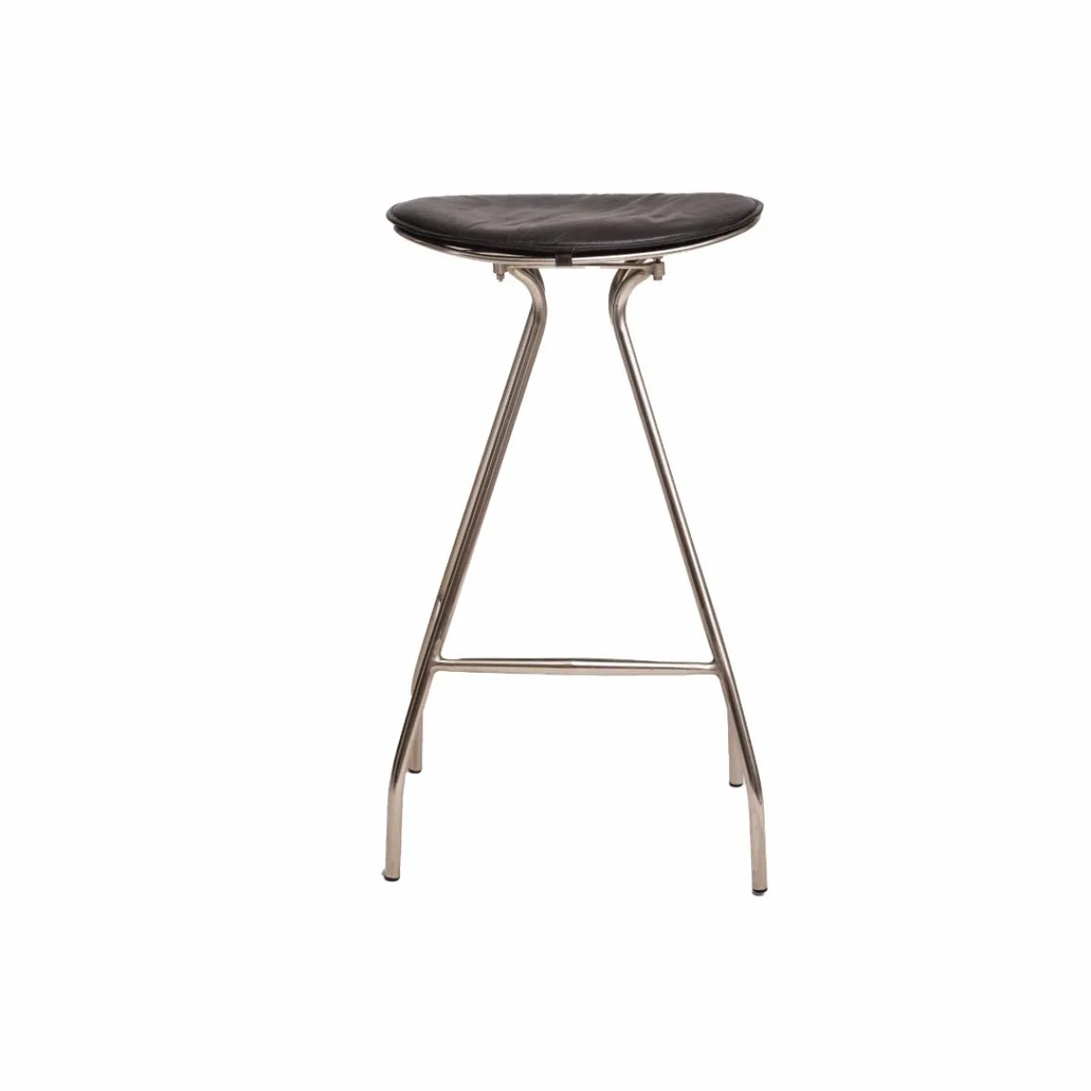 Made in Meubles Tabouret de bar en cuir noir et métal Lya