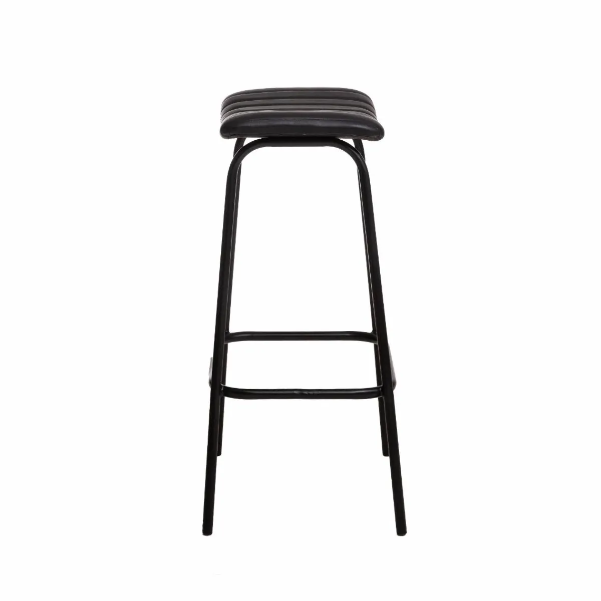 Made in Meubles Tabouret de bar en cuir noir et métal Alexandre (lot de 2)