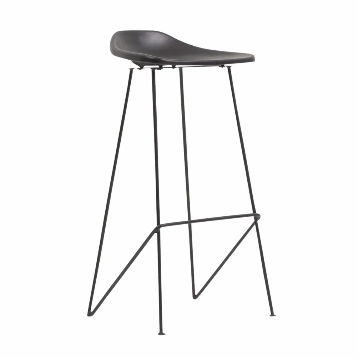 Made in Meubles Tabouret de bar en cuir noir Archi