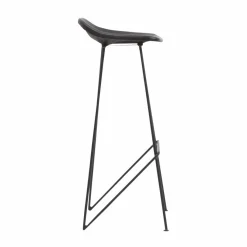 Made in Meubles Tabouret de bar en cuir noir Archi