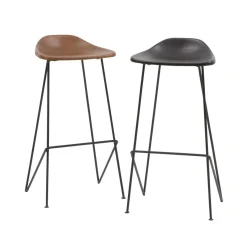 Made in Meubles Tabouret de bar en cuir noir Archi