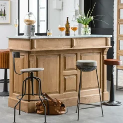 Made in Meubles Tabouret de bar en métal 1 place Grey