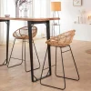 Made in Meubles Tabouret de bar rond en rotin et métal Calvi