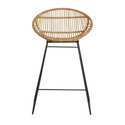 Made in Meubles Tabouret de bar rond en rotin et métal Calvi